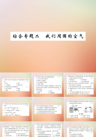 九年级化学上册 第二部分 期末复习攻略 综合专题二 我们周围的空气课件 (新版)新人教版 课件