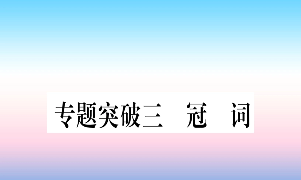 (湖北专用版)版中考英语专题高分练 专题突破三 冠词实用课件