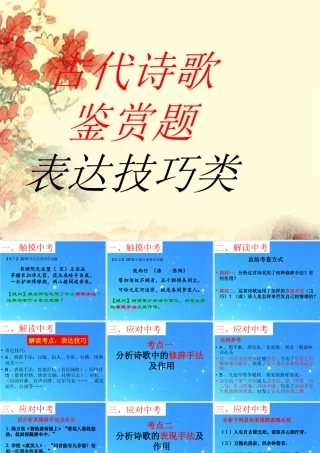 中考语文 古代诗歌鉴赏题表达技巧 课件