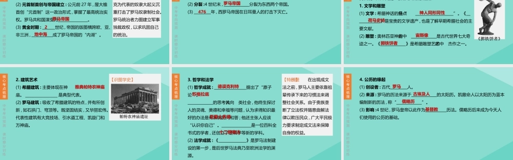 (呼和浩特专版)中考历史复习方案 第三部分 世界史 第13课时 古代欧洲文明课件