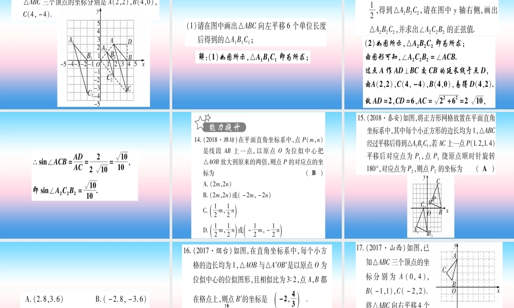 (甘肃专用)中考数学 第一轮 考点系统复习 第7章 图形与变换 第3节 图形的平移、旋转、对称与位似作业课件