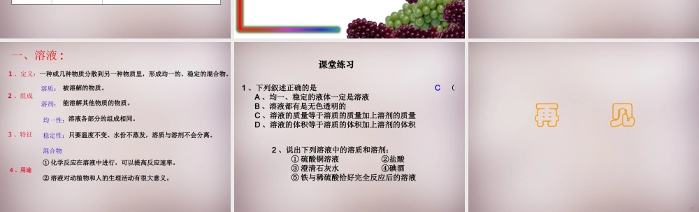 九年级化学下册 第九单元 课题1 溶液的形成课件 新人教版 课件