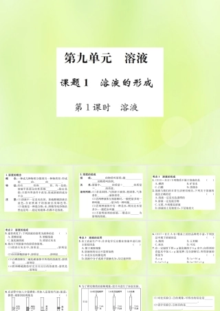 九年级化学下册 第九单元 溶液 课题1 第1课时 溶液复习课件 (新版)新人教版 课件