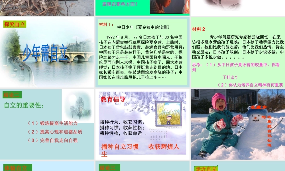 七年级政治第八课走自立自强之路课件鲁人版 课件