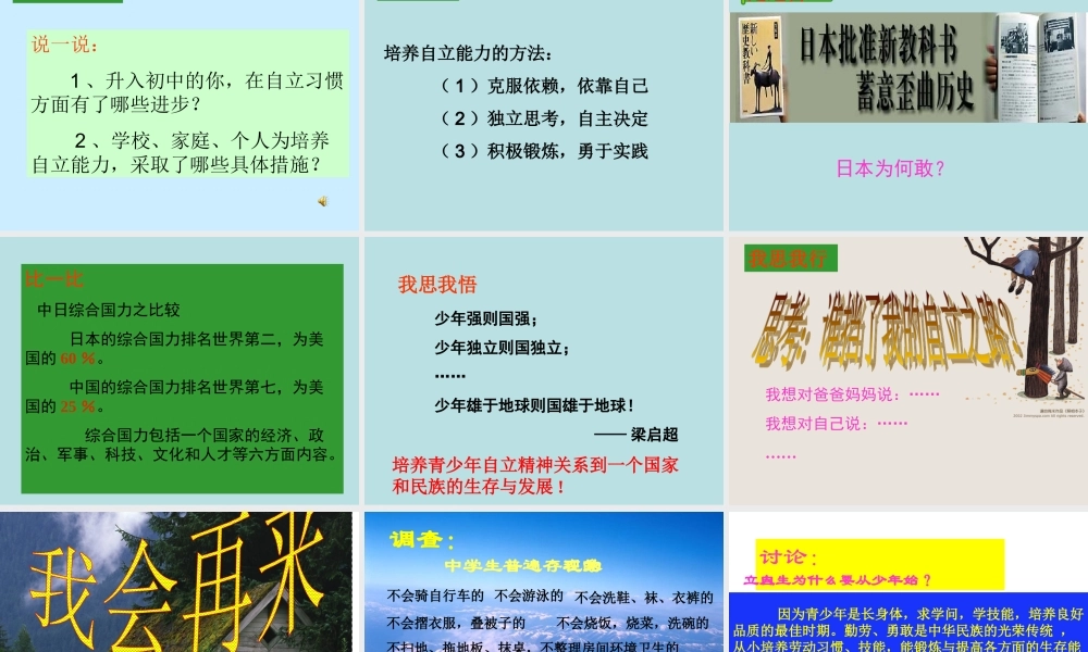 七年级政治第八课走自立自强之路课件鲁人版 课件