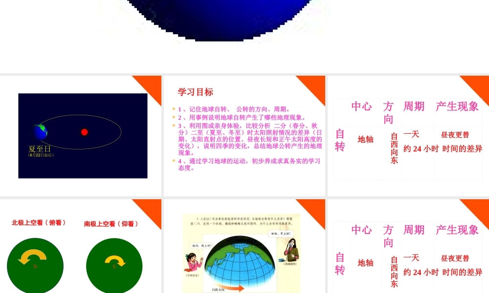七年级地理上册 第一章地球和地图第二节地球的运动课件 人教新课标版 课件
