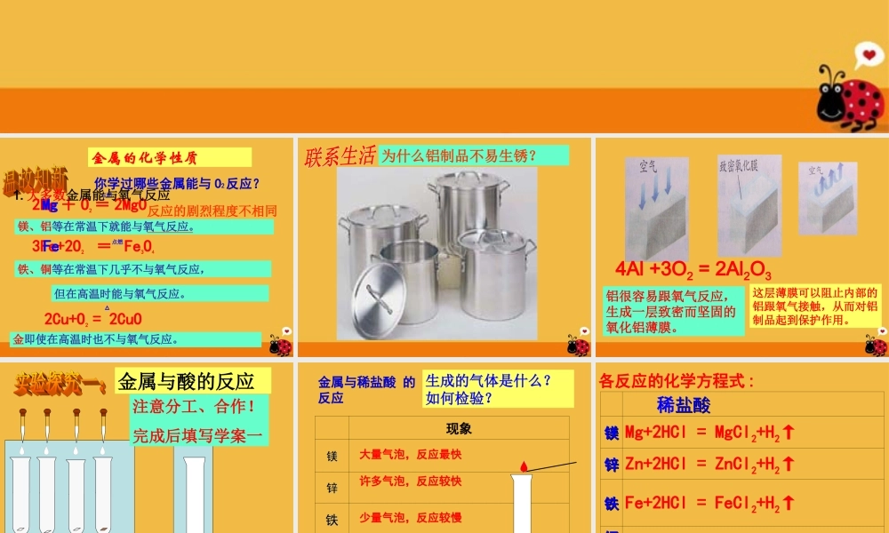 九年级化学下册 课题2 金属的化学性质课件 人教新课标版 课件