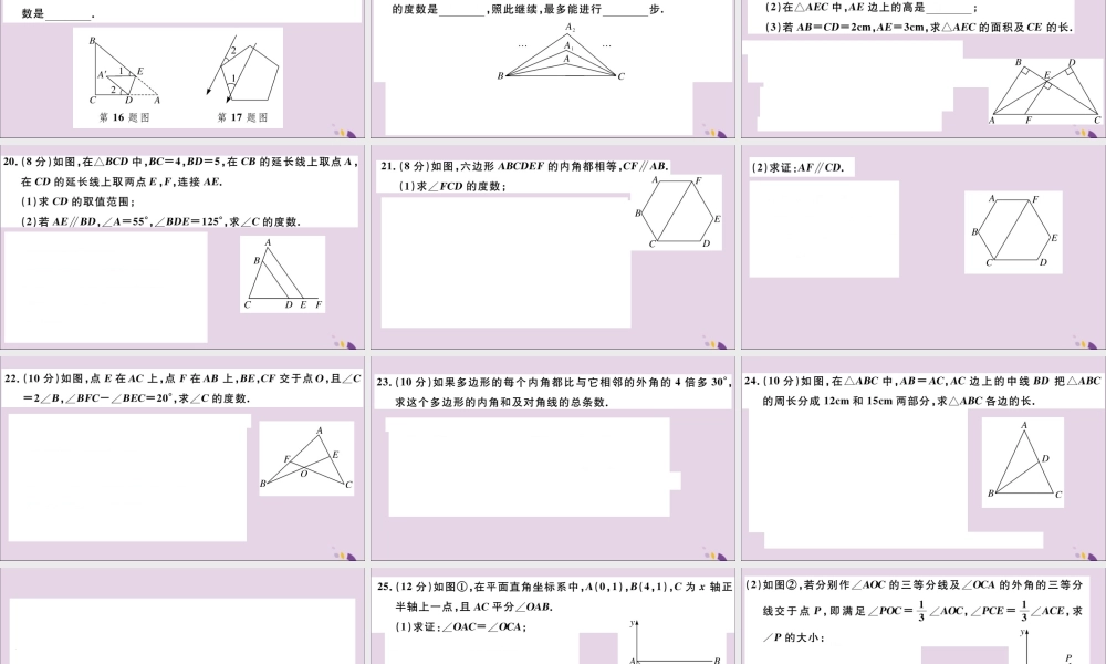 (通用)秋八年级数学上册 第十一章 三角形检测卷习题讲评课件 (新版)新人教版 课件