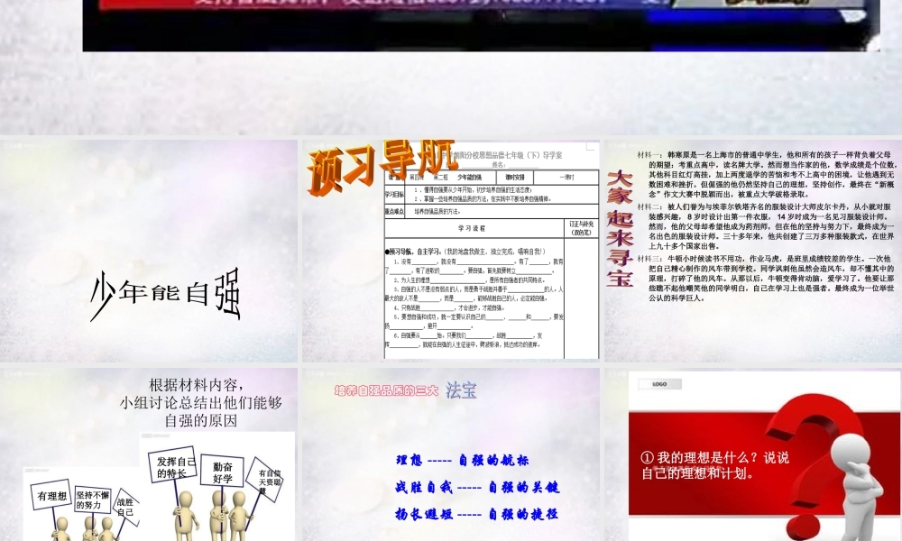 七年级政治下册 第四课 第2框 少年能自强课件 新人教版 课件