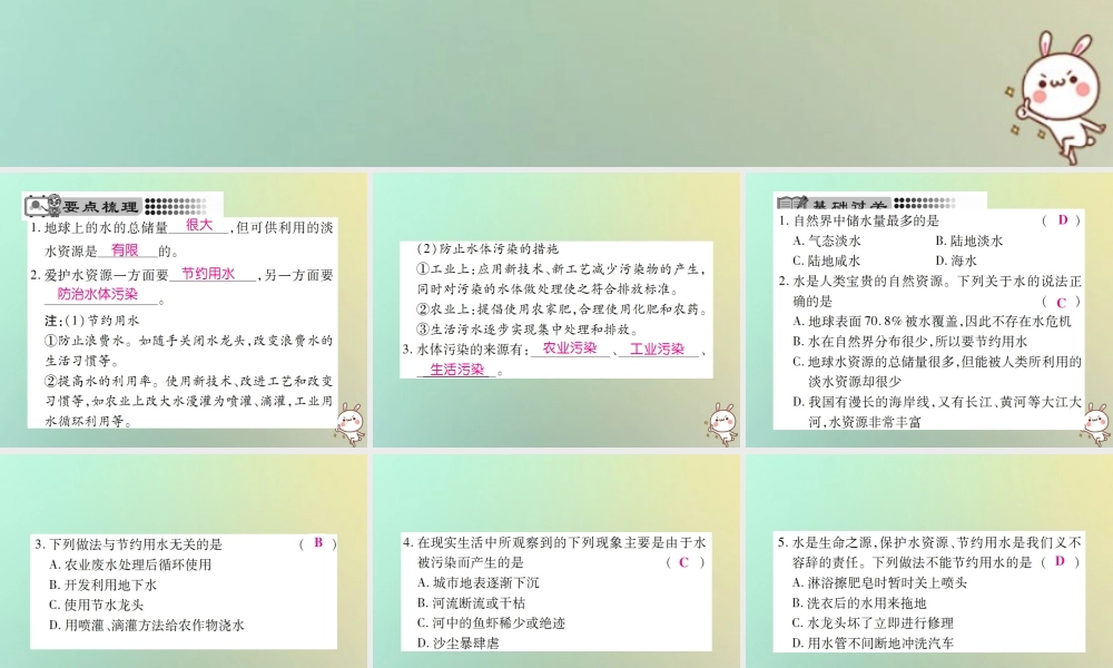 九年级化学上册 第四单元 自然界的水 课题1 爱护水资源课件 (新版)新人教版 课件