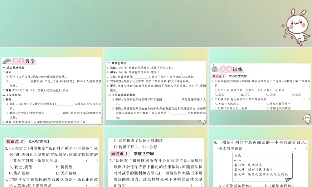 九年级历史上册 第四单元 近代的开端和新制度的确立 第16课 法国大革命和拿破仑帝国课件 岳麓版 课件