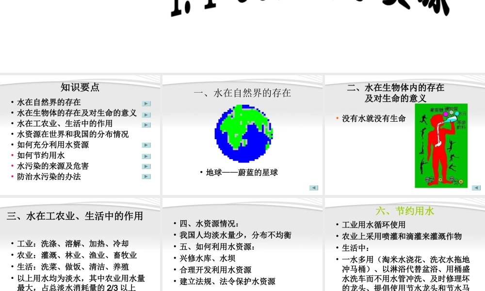 九年级化学上册(我们的水资源)课件1 粤教版 课件