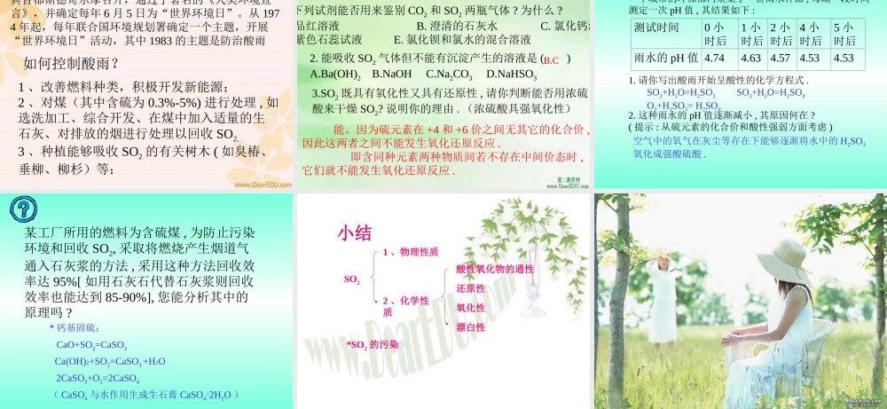 九年级化学二氧化硫 课件