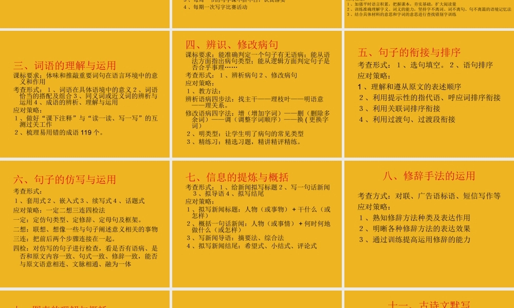 中考语文 问渠哪得清如许 为有源头活水来 —语言实际运用备考摭谈课件