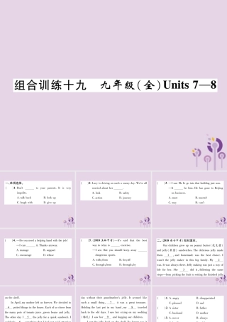 中考英语总复习 第一篇 教材知识梳理篇 组合训练19 九全 Units 7 8(精练)课件