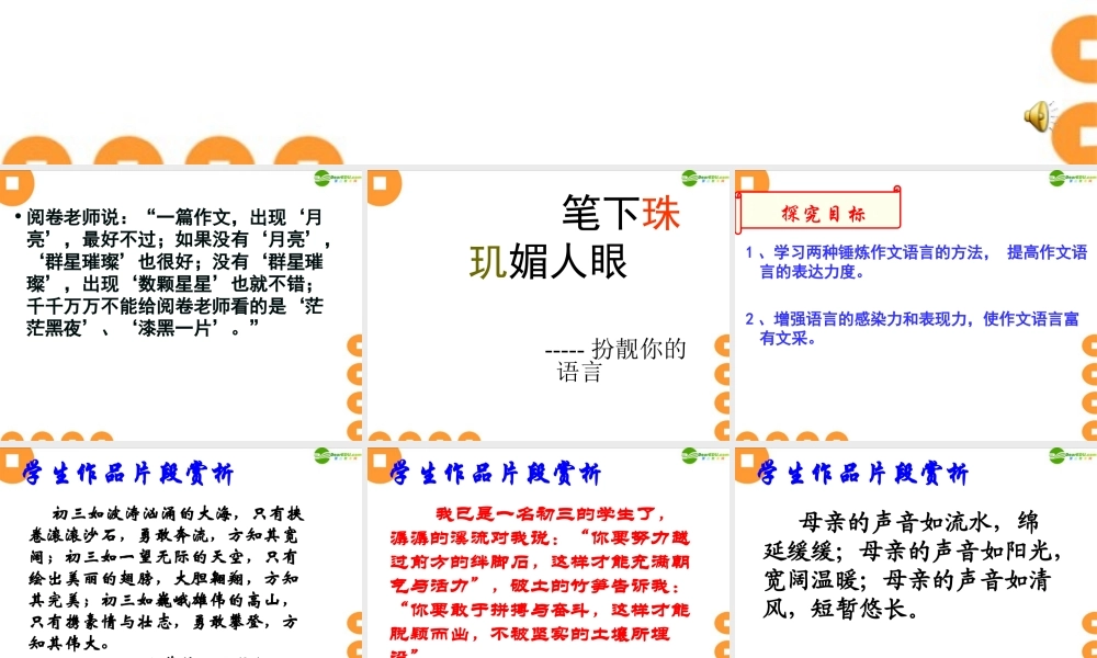 中考语文作文辅导 扮靓你的语言课件 人教新课标版 课件