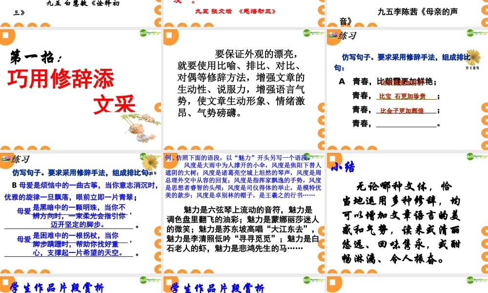 中考语文作文辅导 扮靓你的语言课件 人教新课标版 课件