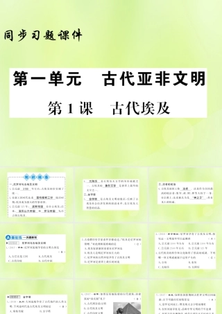 九年级历史上册 第1单元 古代亚非文明 第1课 古代埃及习题课件 新人教版 课件