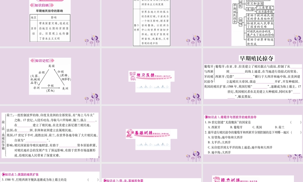 九年级历史上册 第5单元 步入近代 第16课 早期殖民掠夺习题课件 新人教版 课件