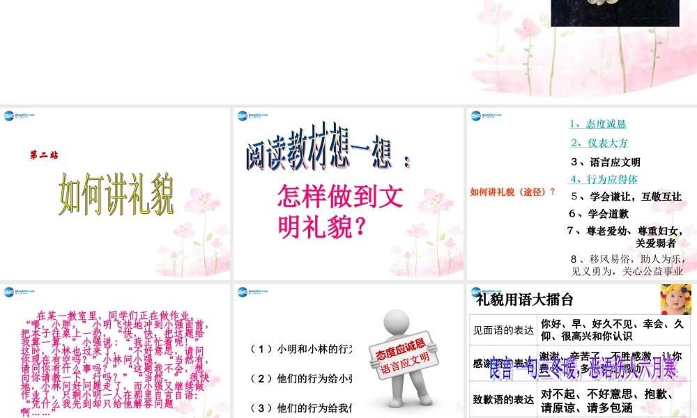 七年级政治上册 第三单元 第六课 第二站 如何讲礼貌课件 北师大版 课件