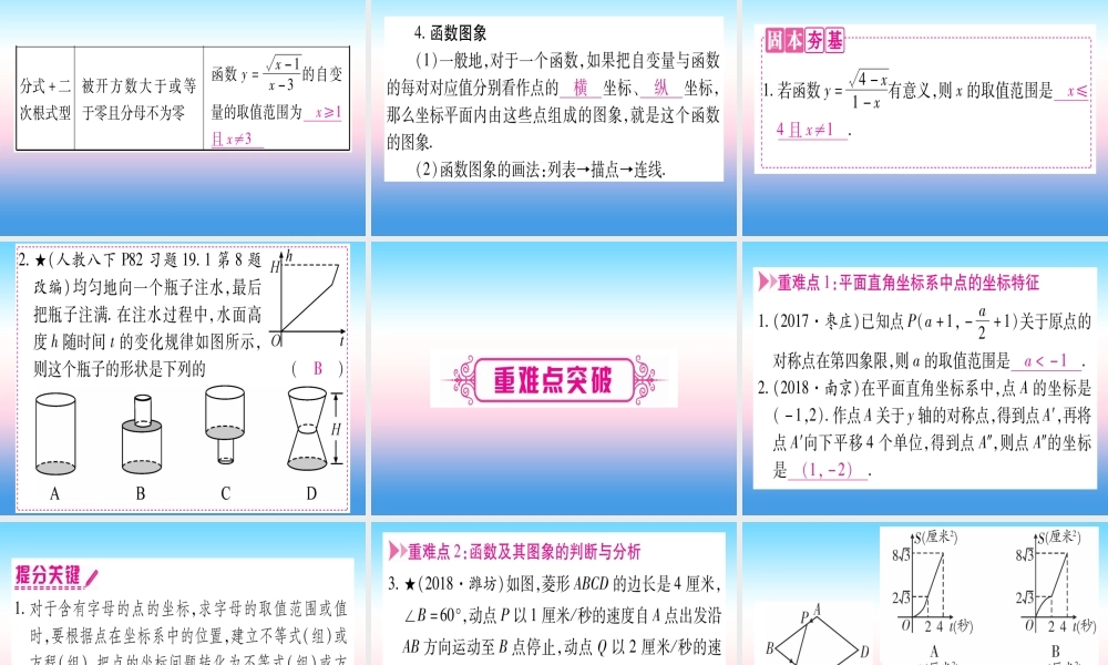 (湖北专版)中考数学总复习 第1轮 考点系统复习 第3章 函数 第1节 平面直角坐标系与函数习题课件