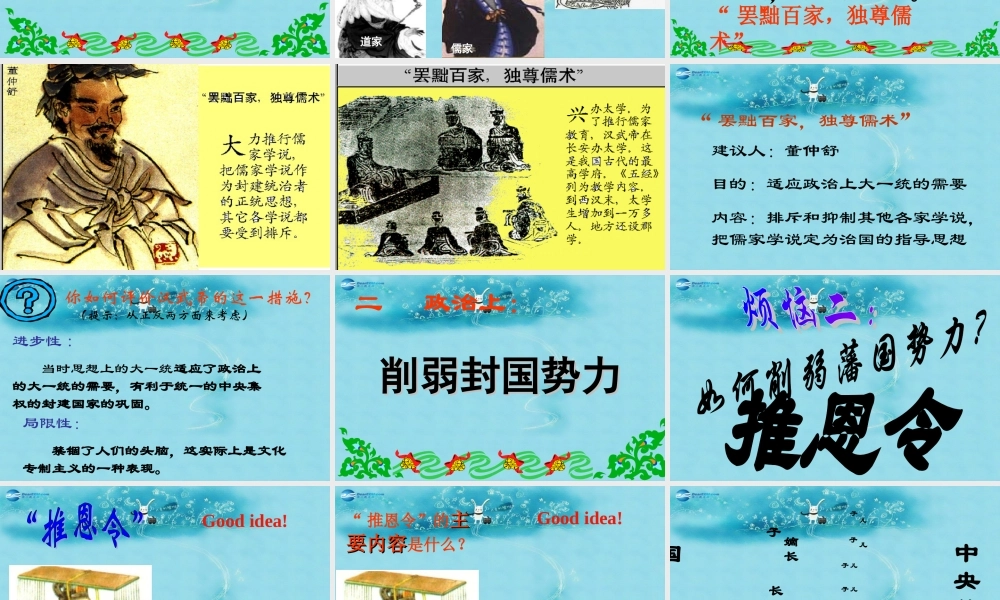 七年级历史上册 第15课 汉武帝推进大一统格局课件 北师大版 课件