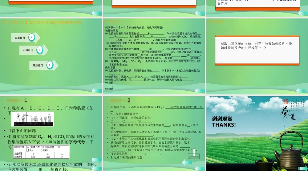 九年级化学上册 第六单元 碳和碳的氧化物 课题2 二氧化碳制取的研究课堂导学课件 (新版)新人教版 课件