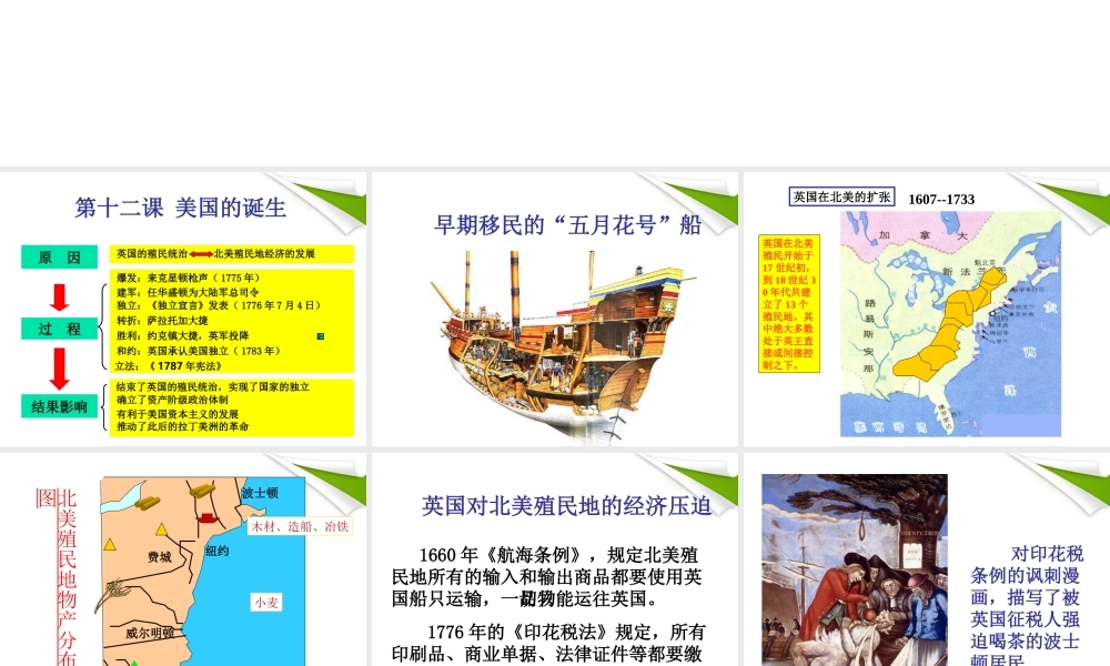 九年级历史上册 第12课美国的诞生课件 人教新课标版 课件