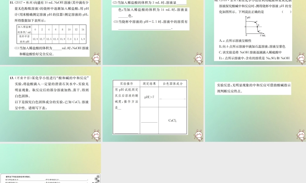 九年级化学下册 第十单元 酸和碱 课题2 酸和碱的中和反应 第2课时 溶液的酸碱度习题课件 (新版)新人教版 课件