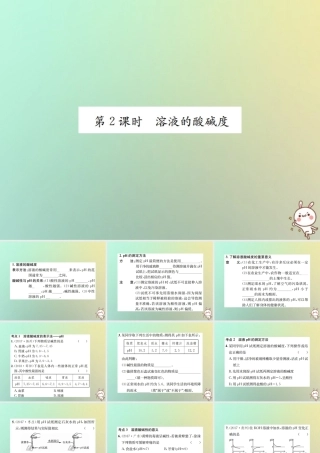 九年级化学下册 第十单元 酸和碱 课题2 酸和碱的中和反应 第2课时 溶液的酸碱度习题课件 (新版)新人教版 课件