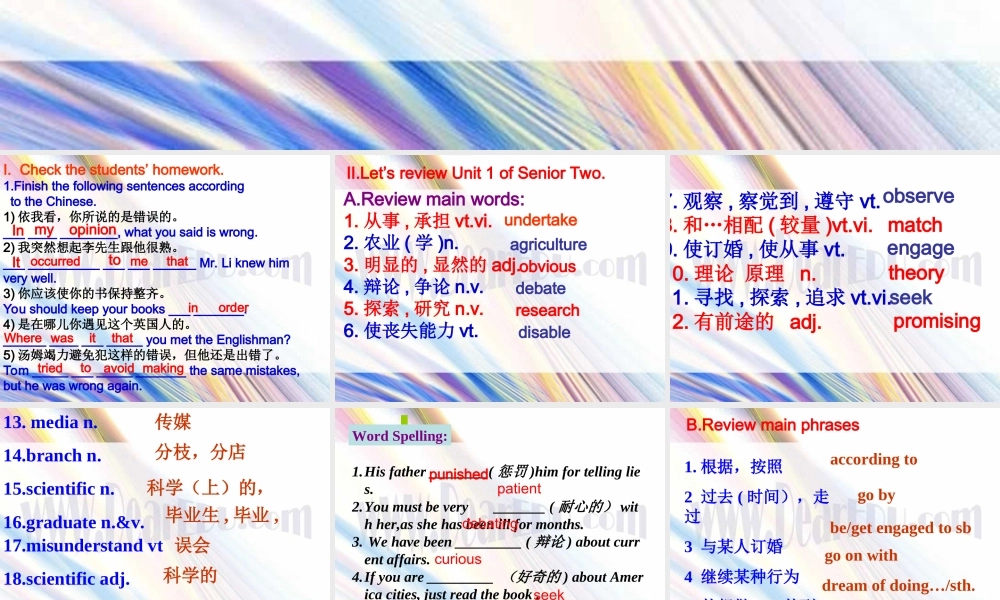 Unit1 Book Two 课件