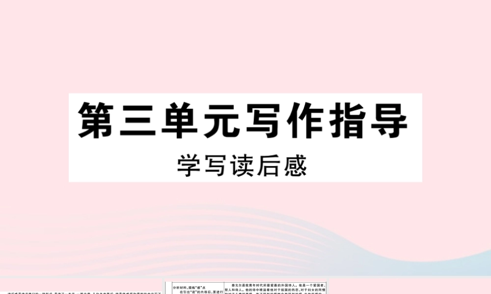 (通用版)八年级语文下册 第三单元 写作指导 学写读后感习题课件 新人教版 课件
