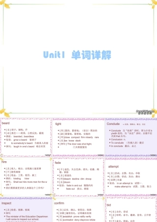Unit1单词详解课件示例 人教版 课件
