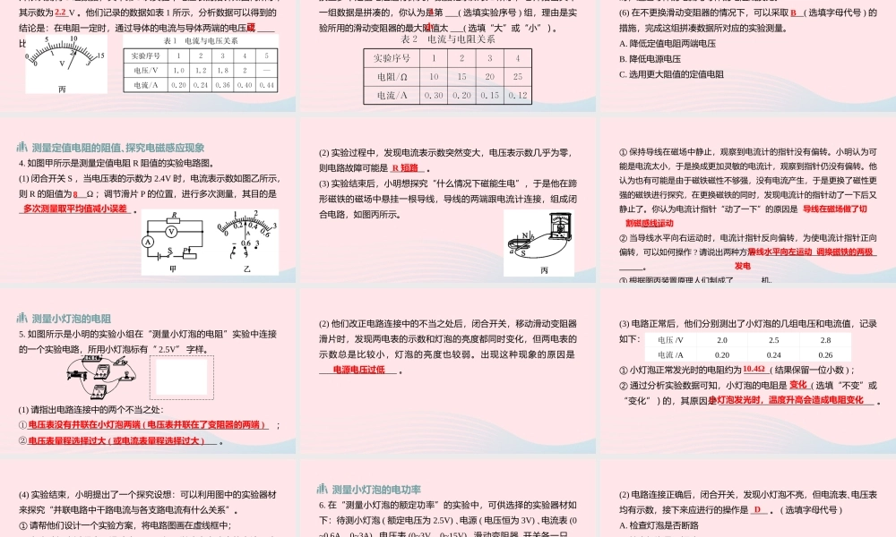 中考物理二轮复习 实验探究题 03 类型三 电和磁学题型突破课件