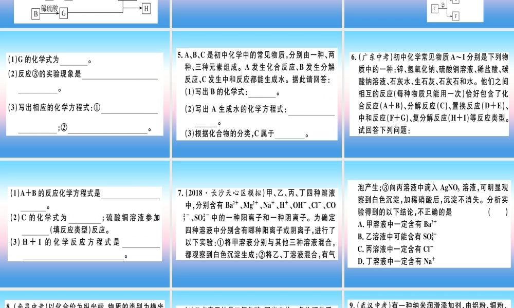 九年级化学下册 专题六 物质的推断习题课件 新人教版 课件