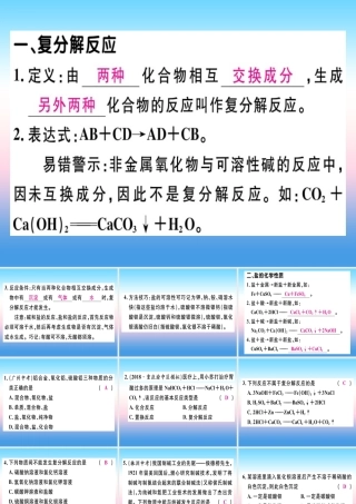 九年级化学下册 第十一单元 盐 化肥 课题1 第2课时 复分解反应 盐的化学性质习题课件 新人教版 课件