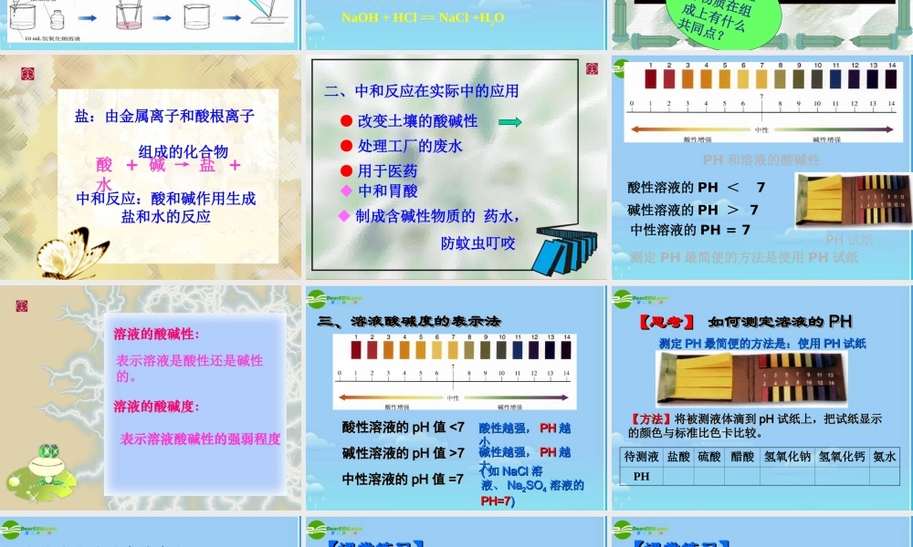 九年级化学下册 (酸和碱之间会发生什么反应)课件 人教新课标版 课件