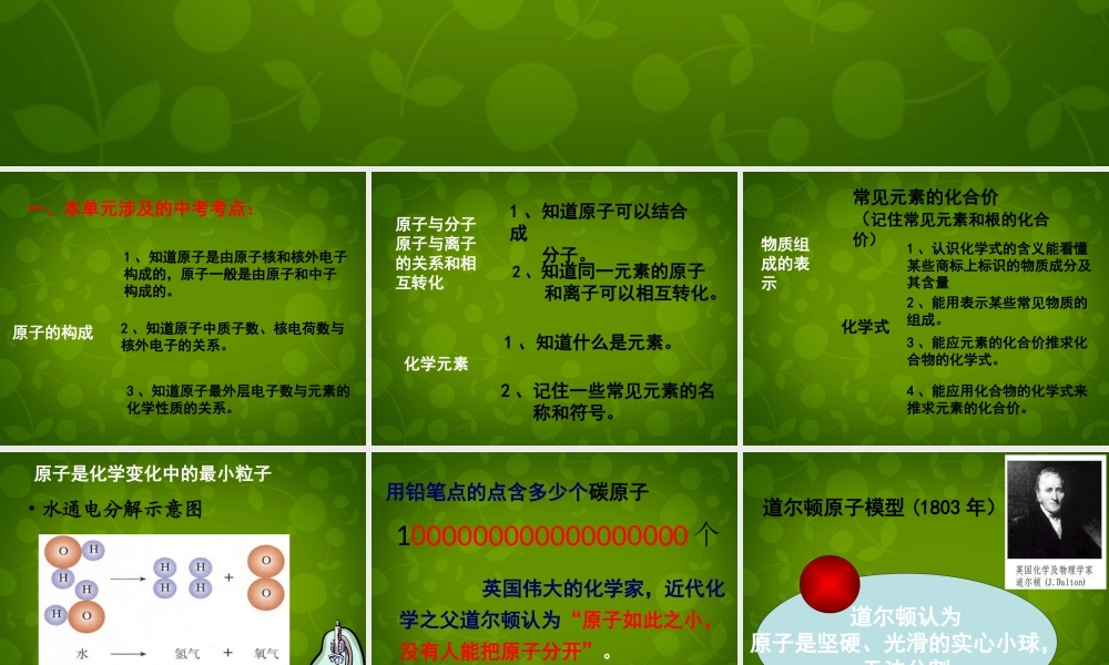 九年级化学上册 第四单元 物质构成的奥秘课件 新人教版 课件