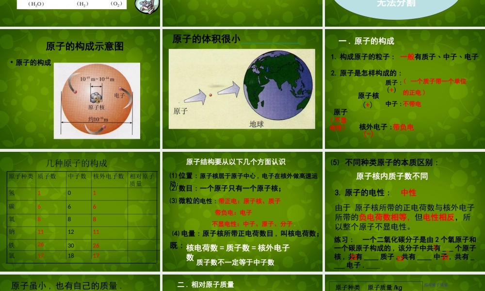 九年级化学上册 第四单元 物质构成的奥秘课件 新人教版 课件