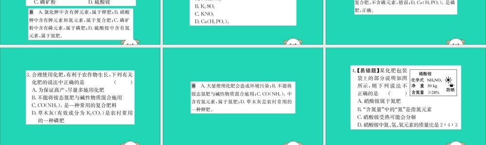 九年级化学下册 第十一单元 盐 化肥 112 化学肥料训练课件 (新版)新人教版 课件