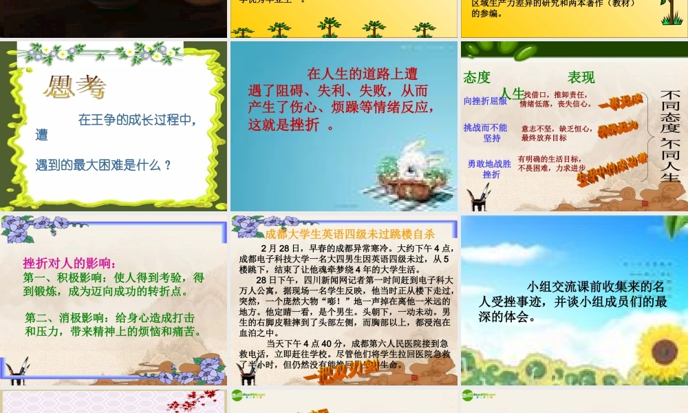 七年级政治上册 第九课风雨中我在成长挫折课件 鲁教版 课件