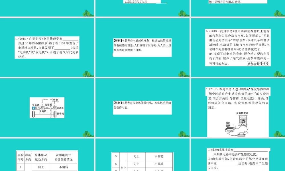 九年级物理全册 182 科学探究：怎样产生感应电流习题课件 (新版)沪科版 课件