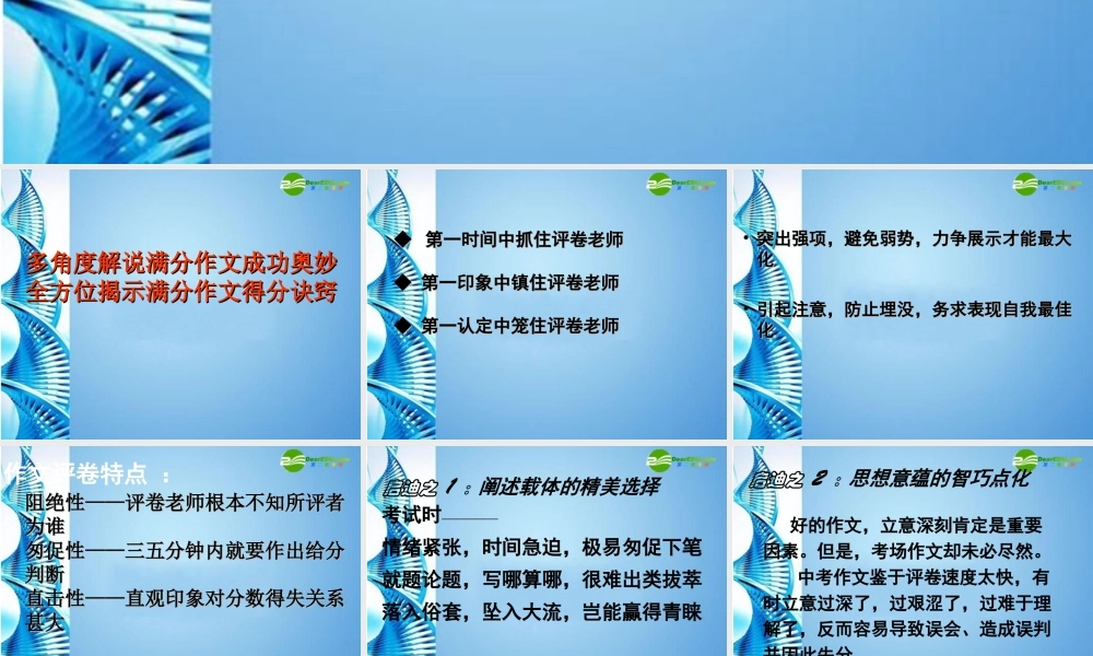 中考语文专题复习 让满分告诉你--注意事项选课件