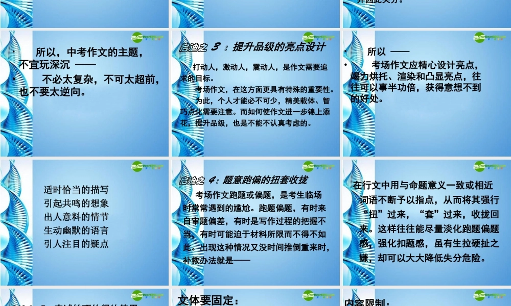 中考语文专题复习 让满分告诉你--注意事项选课件