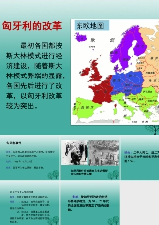 九年级历史下册 第11课(东欧社会主义国家的改革与演变)匈牙利的改革课件 新人教版 010632