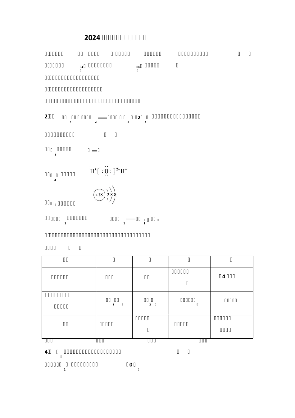 2024年高中化学会考试题及答案_第1页