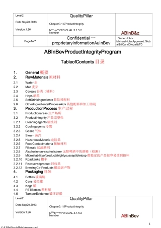 百威英博内部虫害控制要求(中英文版)