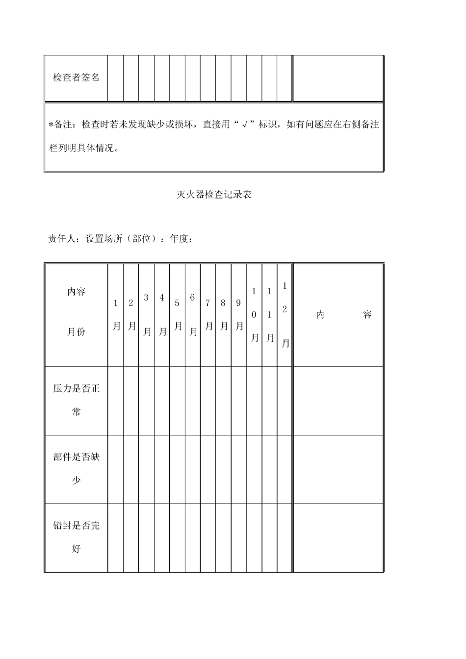 灭火器检查记录表_第2页