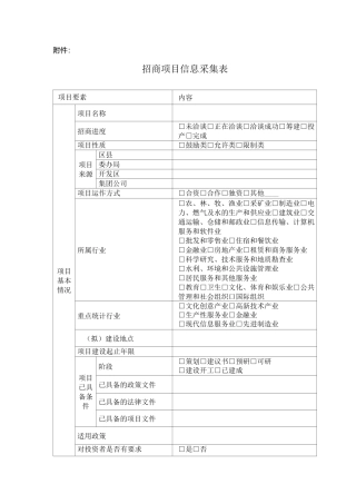 招商项目信息采集表