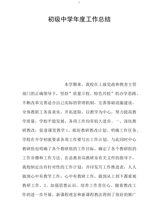 初级中学年度工作总结
